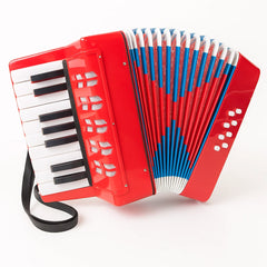 Mini Acordeon AT PERFORMANCE®, cu 17 clape si 8 butoane de bass, de jucarie, Albastru .