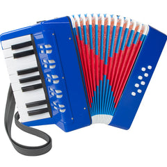 Mini Acordeon AT PERFORMANCE®, cu 17 clape si 8 butoane de bass, de jucarie, Albastru .