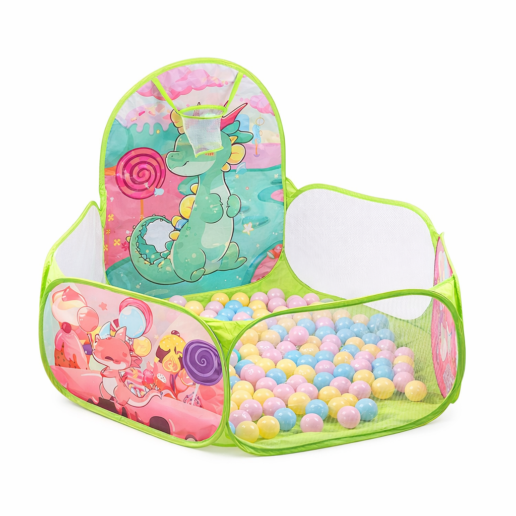 Loc de Joacă pentru Copii Tip Piscină + Coș Baschet, Pliabil, Portabil