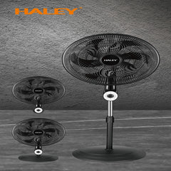 Ventilator cu Picior HALEY HY-6016, 18 Inch, 6 Pale, 3 în 1 (Podea/Masă), 3 Trepte de Viteză, Oscilație Orizontală, Înălțime Reglabilă, Motor Puternic și Silențios, Negru