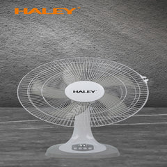 Ventilator de Masă HALEY HY-6018, 16 Inch, 5 Pale, 3 Trepte de Viteză, Oscilație Orizontală, Motor Puternic și Silențios, Alb