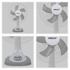 Ventilator de Masă HALEY HY-6018, 16 Inch, 5 Pale, 3 Trepte de Viteză, Oscilație Orizontală, Motor Puternic și Silențios, Alb