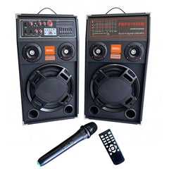 Set 2 Boxe, At Performance, Profesionale Active Smart Bass 284, 600W, Functie Bluetooth, SD Card, USB, Jocuri de lumini, Amplificator si Egalizator, Microfon Wireless + Telecomanda