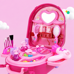 Set de Joacă Machiaj pentru Fetițe AT Performance®, 36 Piese, Valiză 2 în 1 Transformabilă, Accesorii Cosmetice de Jucărie, Roz, 3+ Ani