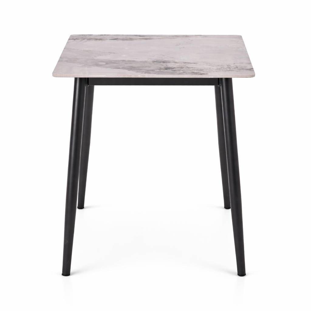 Set masă Bucatarie / Sufragerie cu 4 scaune, blat sintered stone gri și catifea, 120x70 cm