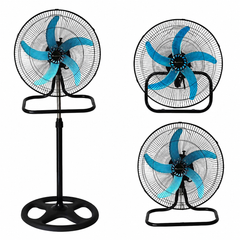 Ventilator 3 în 1 AT PERFORMANCE® AT-2055, 65W, 18 Inch, Podea, Perete și Picior, 3 Viteze, Oscilație, Reglabil pe Înălțime