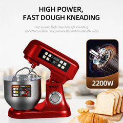 Mixer Planetar Profesional HALEY HY-2419, 2200W, Bol Inox 10L, 12 Viteze, Display Touch, Cântar Integrat