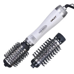 Perie Rotativă HALEY 1000W – 2 Perii, Încălzire Rapidă, Modelare de Durată, Protecție Păr, Inveliș Ceramic, Alb/Argintiu