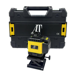 Nivel laser 4D cu 16 linii, AT PERFORMANCE®, 360°, Platforma de ridicare, cu autonivelare, Telecomanda, Lumina verde, Trepied 150 cm, Negru/GALBEN.