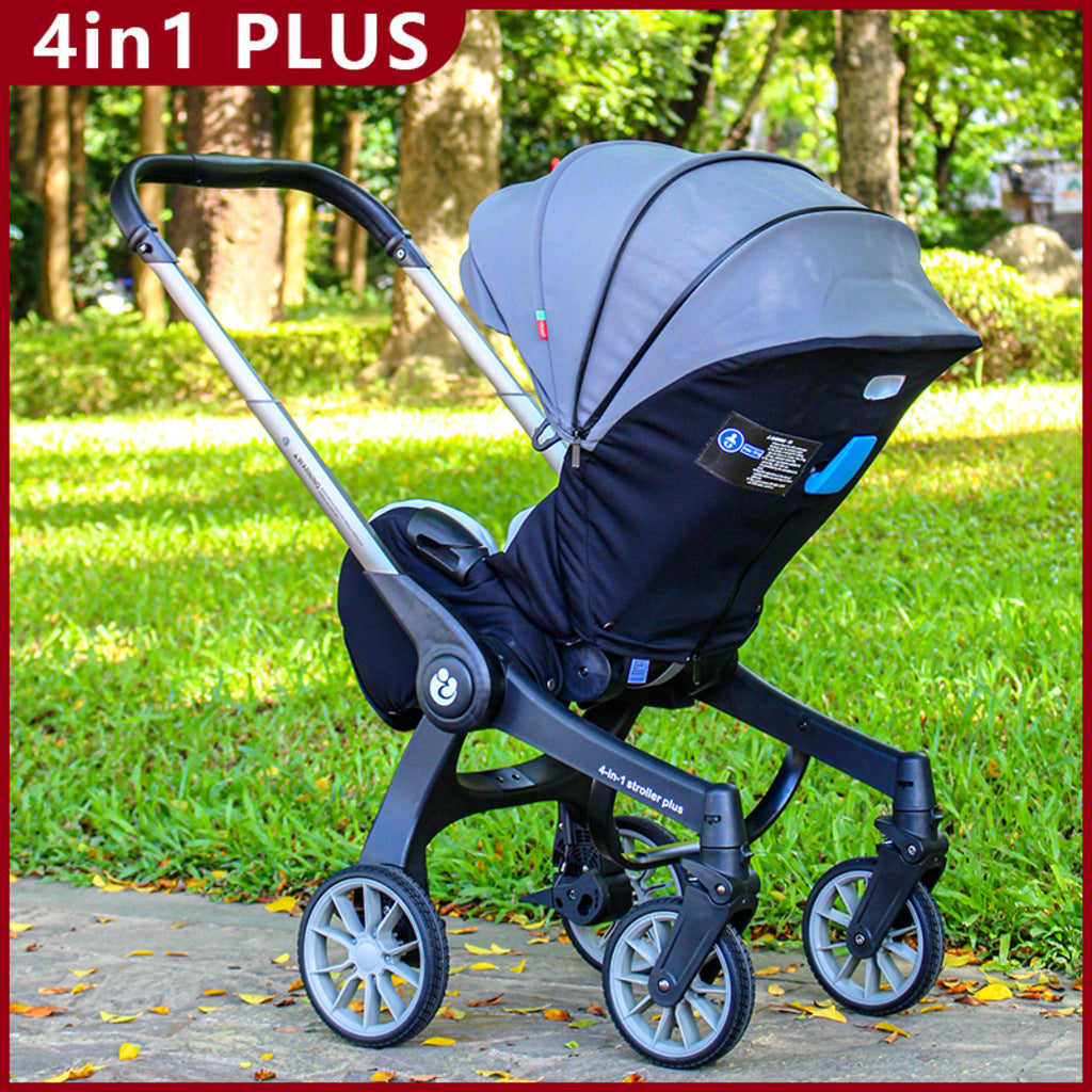 Cărucior 4 în 1 pentru Bebeluși Stroller Plus 2053 – Sistem Multifuncțional, 0-3 Ani