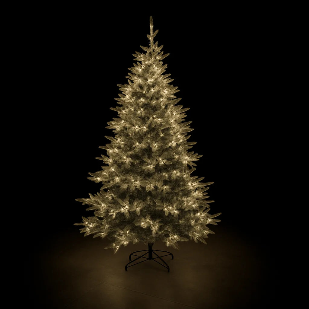 Brad artificial 3D cu ninsoare 2.1m, 1150 ramuri, cu lumini LED calde – Christmas Tree 2.1m 1150T