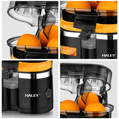Storcător Electric pentru Citrice Haley HY-2969, 650W, 15.000 RPM, Recipient 400 ml, Tăietor Integrat, Sistem Automat de Alimentare, Negru
