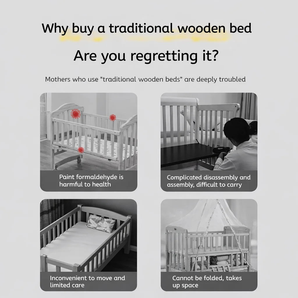 Pat portabil pentru bebeluși AT PERFORMANCE® 3 în 1 cu saltea confortabilă, înălțime reglabilă, roți și pliere ușoară – ideal pentru nou-născuți, gri