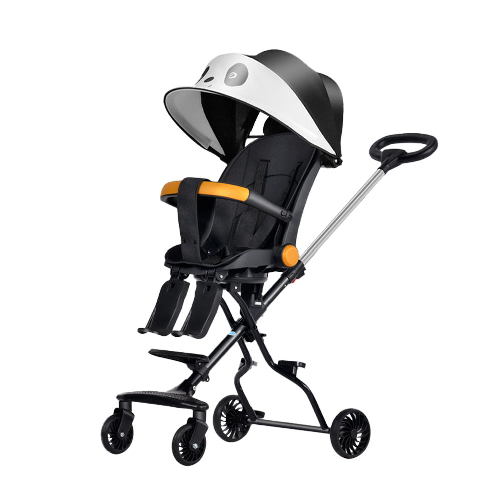 Cărucior Sport Bebe Pliabil cu Șezut Rotativ 360°, Spătar Reglabil, Coș de Cumpărături, Roți EVA și Frână – AT PERFORMANCE®, Alb/Albastru/Roz