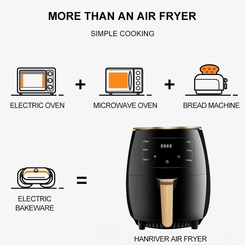Friteuză fără Ulei AT PERFORMANCE® 2400W, 6L, Cuptor cu Aer Cald 360°, Funcție de Coacere – CADOU 100 Hârtii de Copt