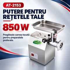 Mașină de tocat carne AT-2153, 850 W, capacitate 150 kg/h, 185 rpm