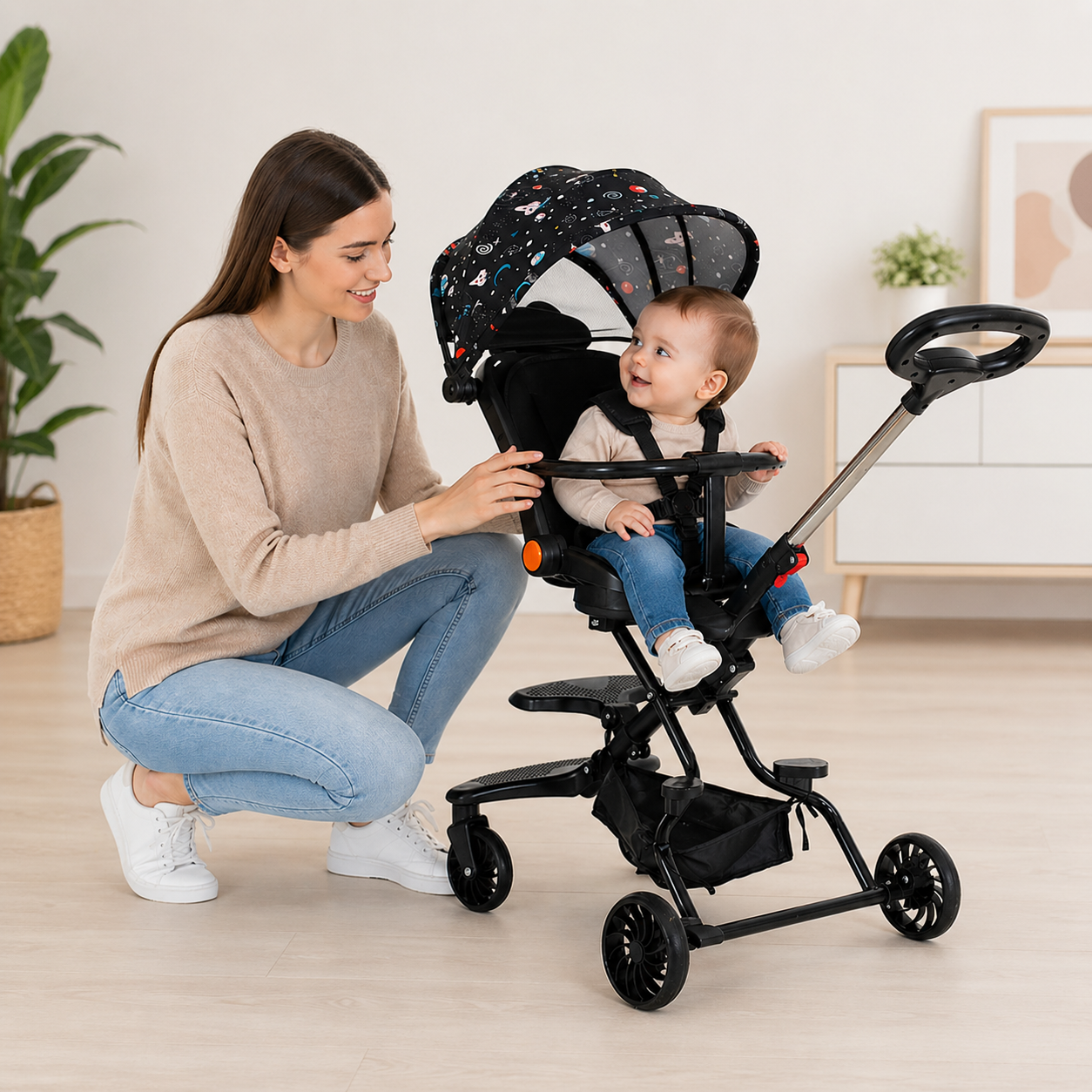 Cărucior Sport Pliabil Reversibil 360° KIDOO KD-2012, Compact, Ușor, Copii 6–36 luni