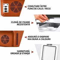 Frigider Auto Portabil AT PERFORMANCE® 15L, 12V/24V și 220V, Funcție Răcire și Încălzire
