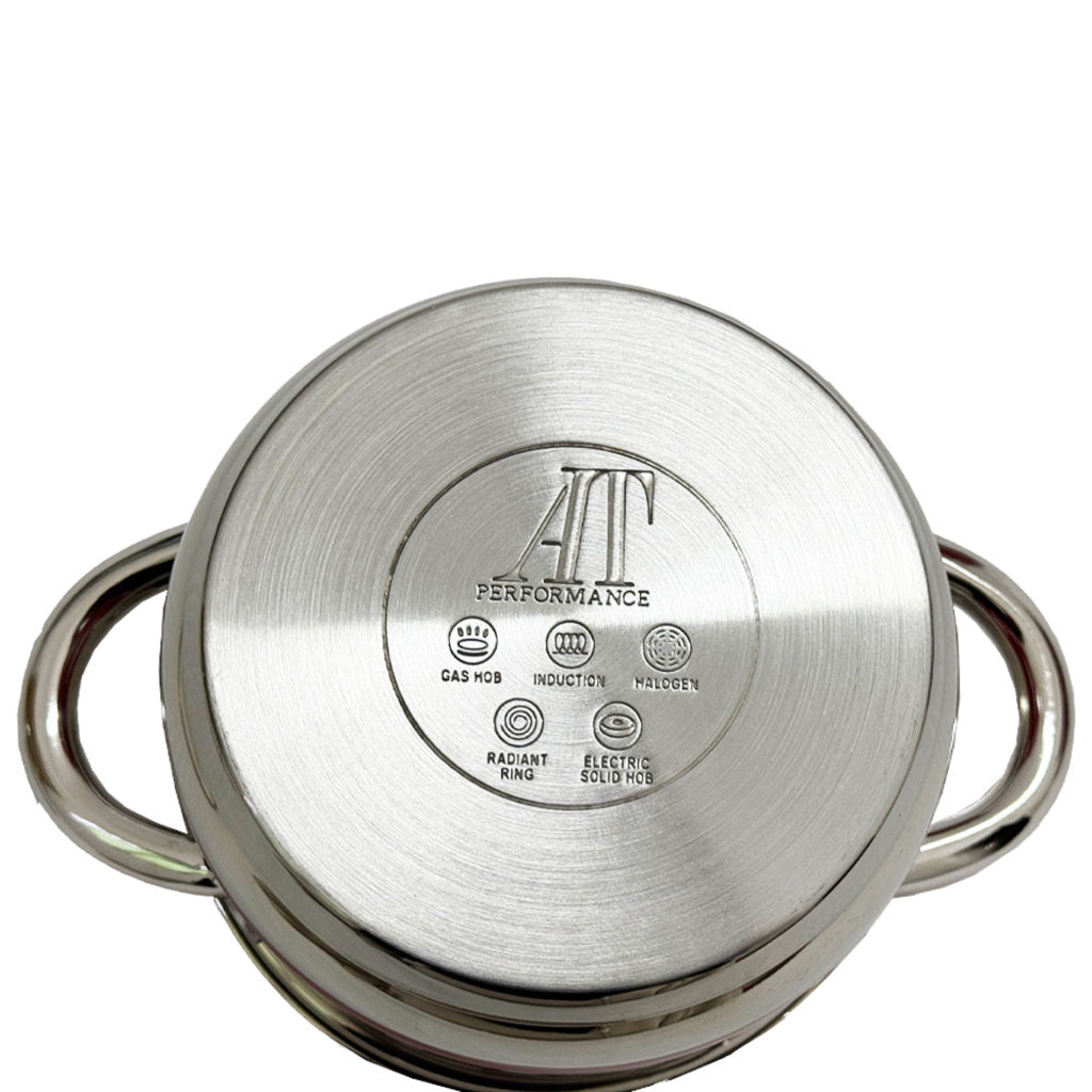 Set Oale din inox 3 Piese cu Capace din Sticlă – Design cu Buline, Compatibile cu Toate Sursele de Căldură