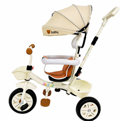 Tricicletă Evolutivă Kiddo KD-X06, Scaun Rotativ 360°, Copertină UV, Roți din Cauciuc, 9 Luni – 6 Ani