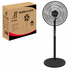 Ventilator cu Picior AT PERFORMANCE® AT-2056, 65W, Telecomandă, 8 Viteze, Oscilație, Display LED, Silentios