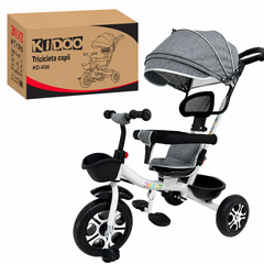 Tricicletă Evolutivă Kiddo KD-X06, Scaun Rotativ 360°, Poziție de Somn, Copertină UV, Roți din Cauciuc, 9 Luni – 6 Ani