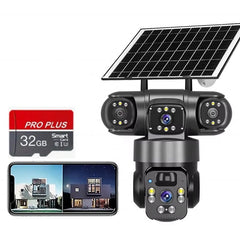 Cameră de Supraveghere Solară 4G/WiFi cu 3 Lentile, Viziune 360°, AI și Night Vision Colo