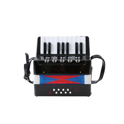Mini Acordeon AT PERFORMANCE®, cu 17 clape si 8 butoane de bass, de jucarie, Albastru .