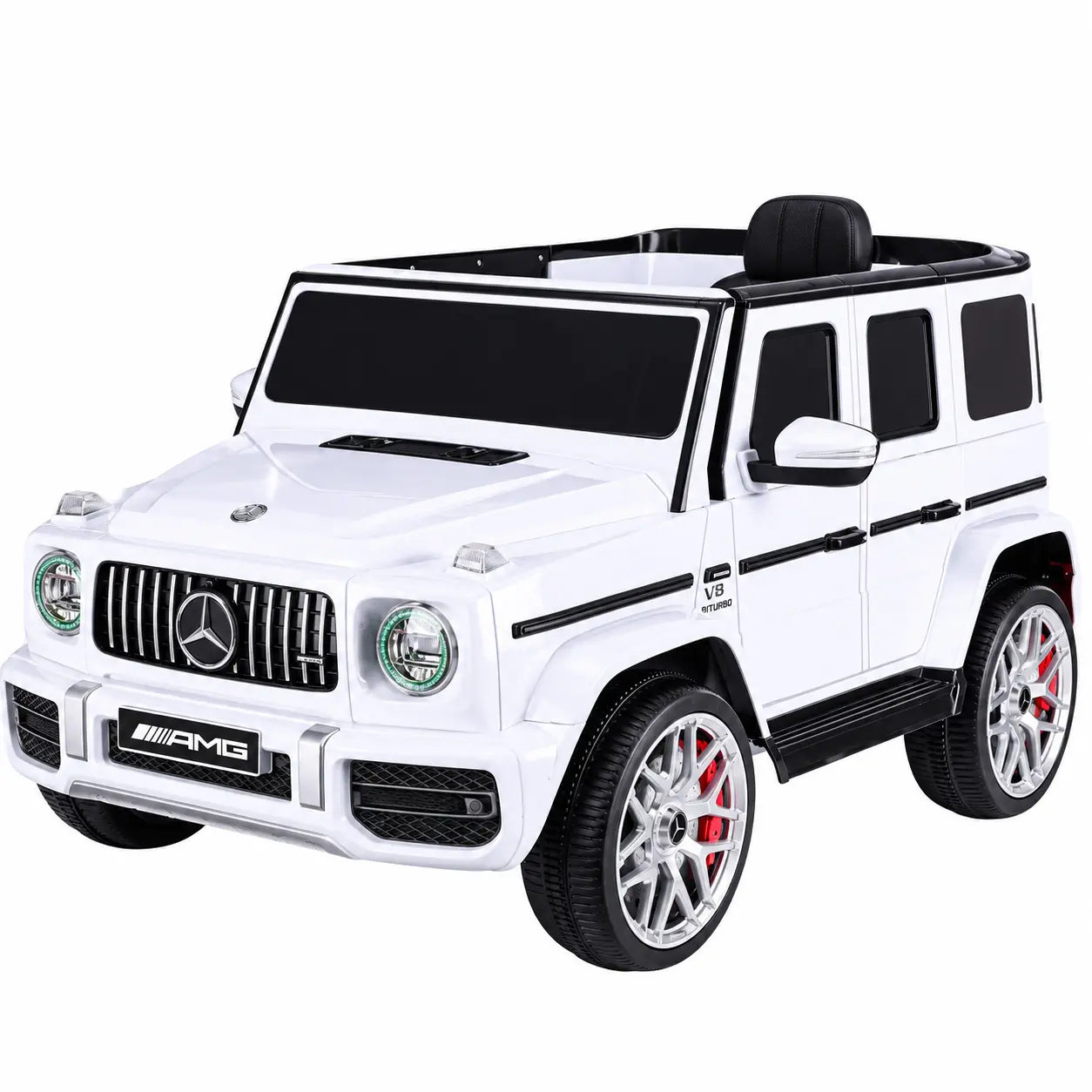 Mașinuță Electrică KIDOO pentru Copii Mercedes-Benz AMG G63, Licență Oficială, 12V, 2 Motoare x 30W, Telecomandă Parentală 2.4G, Bluetooth, USB, Radio FM, Faruri LED, Suspensii, Centură de Siguranță, 3–5 km/h, 105 x 65 x 55 cm