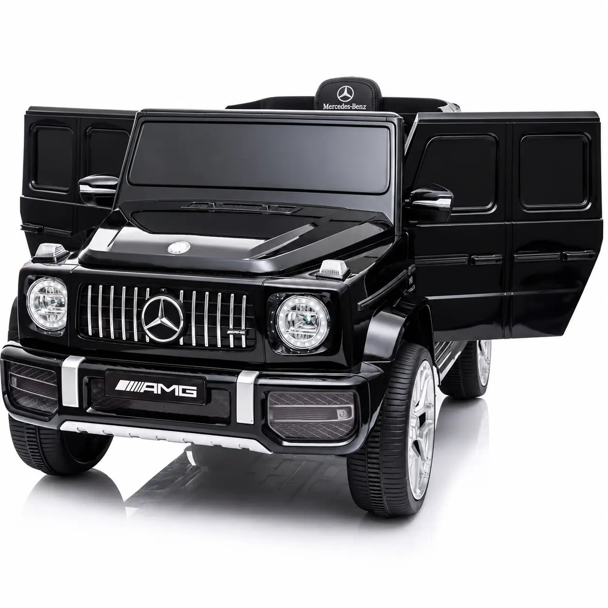 Mașinuță Electrică KIDOO pentru Copii Mercedes-Benz AMG G63, Licență Oficială, 12V, 2 Motoare x 30W, Telecomandă Parentală 2.4G, Bluetooth, USB, Radio FM, Faruri LED, Suspensii, Centură de Siguranță, 3–5 km/h, 105 x 65 x 55 cm