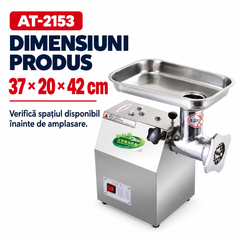 Mașină de tocat carne AT-2153, 850 W, capacitate 150 kg/h, 185 rpm