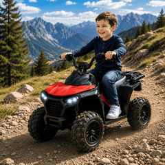 ATV Electric KIDOO pentru Copii 6V, Motor 380, Faruri LED, Pornire cu Buton, Design Off-Road, Roșu
