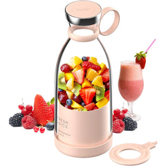 Mini Blender Electric, MixUP AT PERFORMANCE®, Incarcare Wireless, Portabil/Compact, Multifunctional, Auto-curatare, Autonomie Mare, Capacitate 350ml, 4 Lame 3D, Putere 20.000 rpm, Love Pink