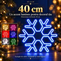 Decorațiune luminoasă de Crăciun AT-2138, fulg de nea, 40 cm, albastru sau multicolor