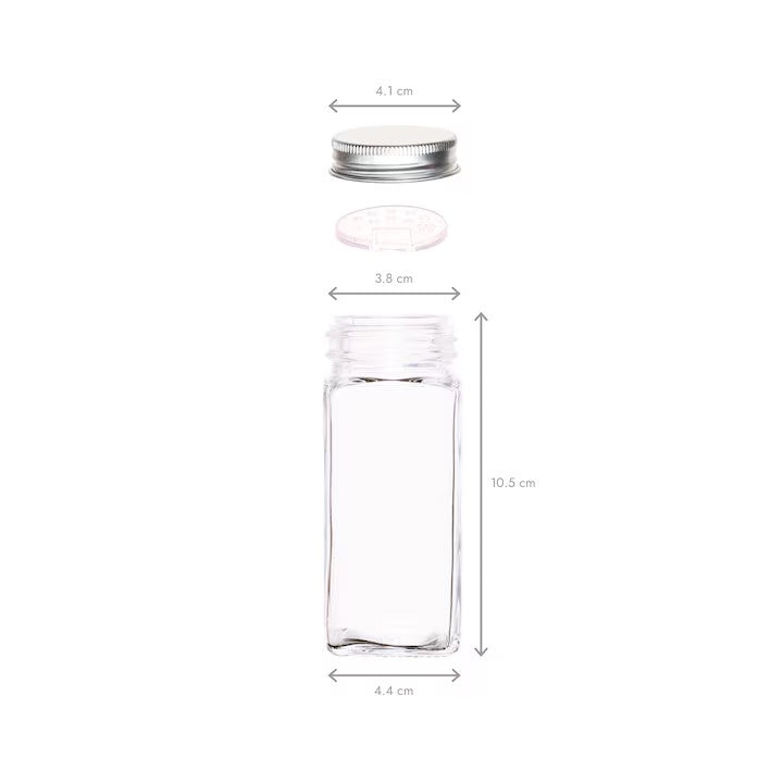 Set 24 Sticluțe Condimente AT PERFORMANCE® – Sticlă cu Capac Aluminiu, Etichete RO, Palnie, Marker și Periuță