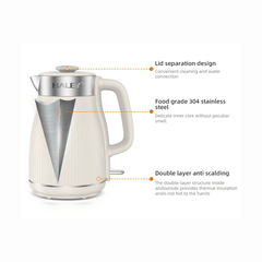 Fierbător Electric Din Plastic 2,2L, HY-8911, 1800W, Interior Din Inox, Oprire Automată 3-Way, Bază 360°