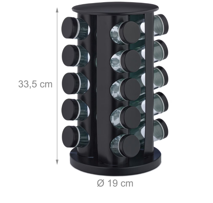 Set 20 de recipiente AT PERFORMANCE®, pentru condimente cu suport rotativ, inox, 33,5 x 23 x 23 cm.
