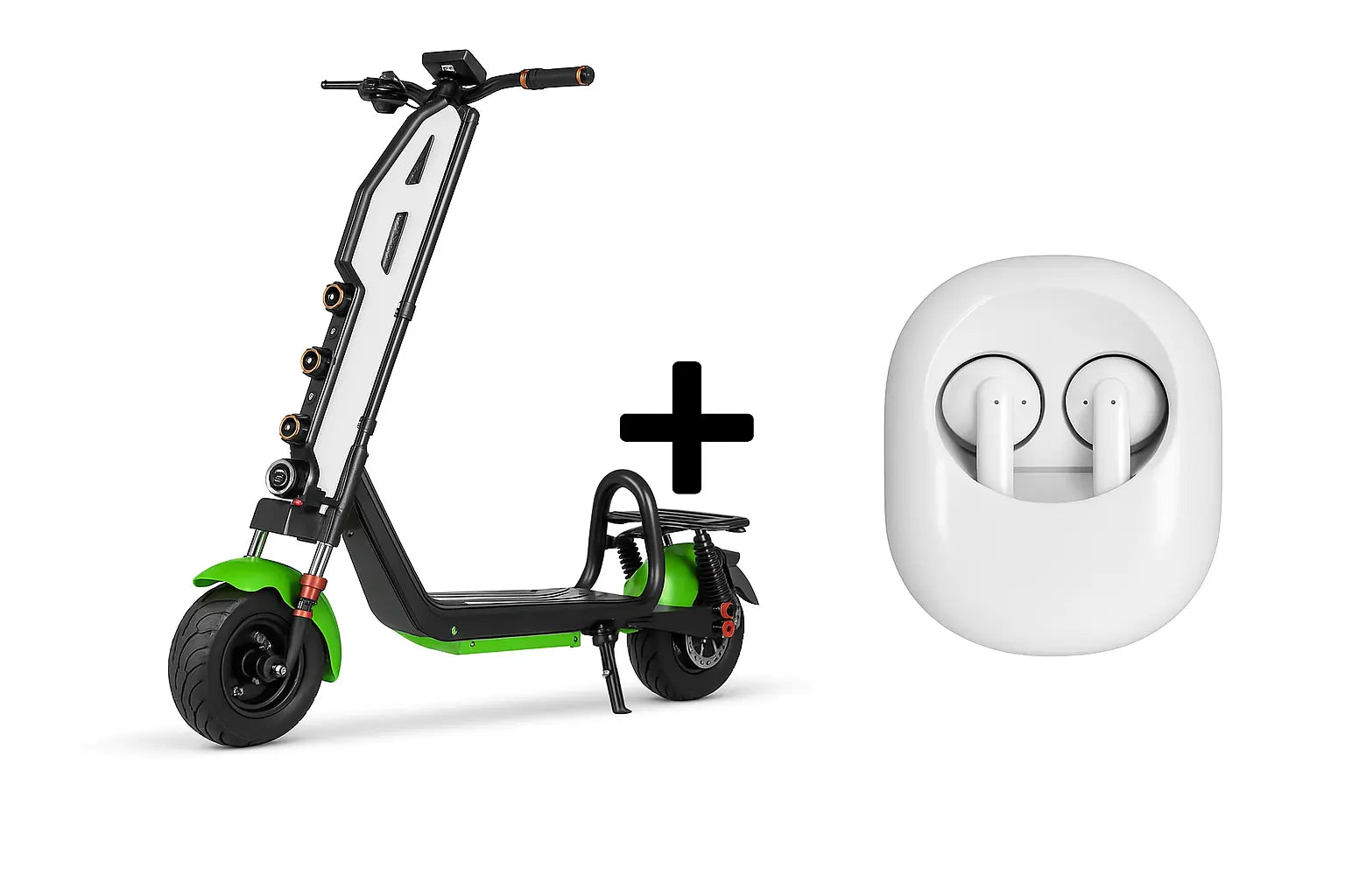 Pachet Premium – Trotinetă Electrică Off-Road, AT PERFORMANCE®, 1000W pliabilă – Viteză 45 km/h, Autonomie 45 km, Baterie 48V, 12Ah + Căști KLGO True Wireless Bluetooth cu Sunet Clar și Autonomie Extinsă