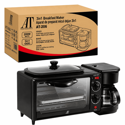 Cuptor Electric 3 în 1 cu Cafetieră Integrată, Grill și Timer – 2000W