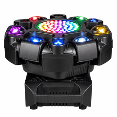 Moving Head LED Profesional Multi-Efect 100W, 6×10W RGBW CREE, Laser Roșu + Verde, Strobe Alb și Galben, 91 LED-uri, Brațe Rotative, DMX512 21 Canale, Sound Control
