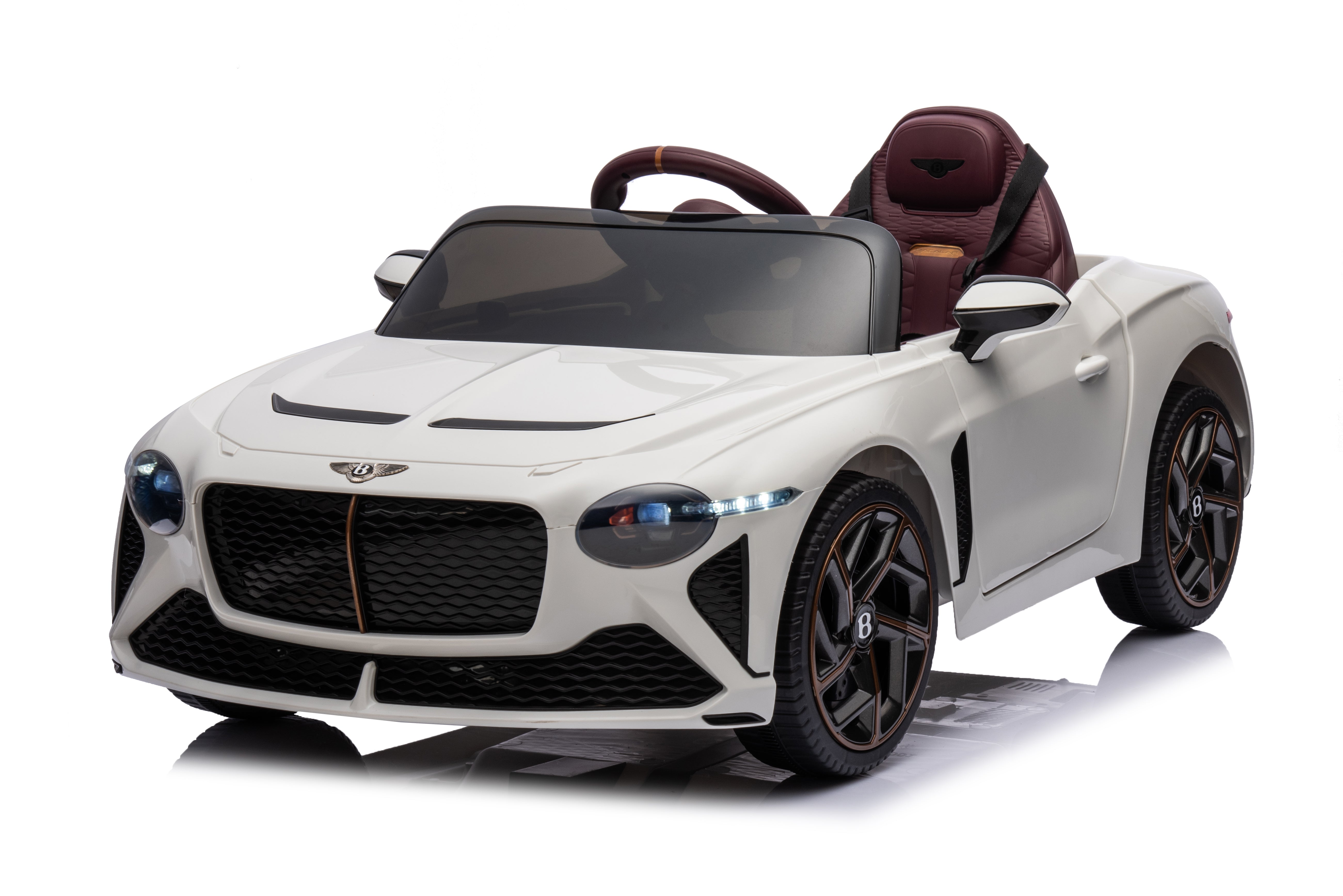 Mașinuță electrică copii Bentley Bacalar oficial licentiat, Kidoo, 12V, 2 motoare, telecomandă 2.4G, LED, USB, Bluetooth, 3-8 ani