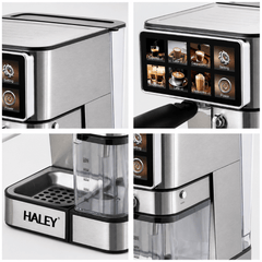 Espressor Automat Cu Ecran Tactil Color, Presiune 20 Bar, Rezervor Apă 1.8L Și Rezervor Lapte 500ml, 1350W, Carcasă Din Oțel Inoxidabil
