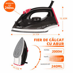 Fier De Călcat Cu Abur HALEY, Talpă Ceramică, Design Ergonomic, Funcții Multiple