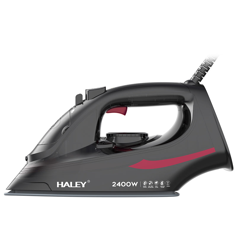 Fier de călcat cu abur HALEY® HY-2060, 2400W, Talpă ceramică, Abur vertical, Auto-curățare,  Negru