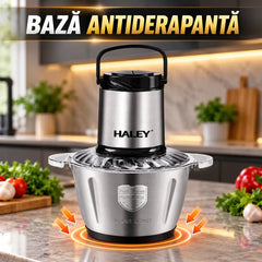 Tocător de alimente HALEY HY-1227, 1000 W, capacitate 3 L, 4 lame, 2 viteze, corp din oțel inoxidabil