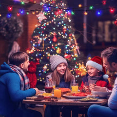 Rola Instalație de Crăciun Liniară, AT PERFORMANCE®, 480 LED-uri, 8 Jocuri de Lumini Interschimbabile, Alimentare la Priză pentru Interior/Exterior, Rola 100m, Fir Negru, Multicolor