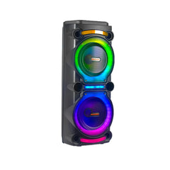 Boxă Karaoke Portabilă KOLAV-M2212, 100W RMS, 2x12", Bluetooth, 2 Microfoane Wireless, RGB LED, TWS, USB-C, TF Card, Telecomandă Inclusă