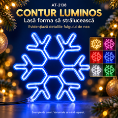 Decorațiune luminoasă de Crăciun AT-2138, fulg de nea, 40 cm, albastru sau multicolor