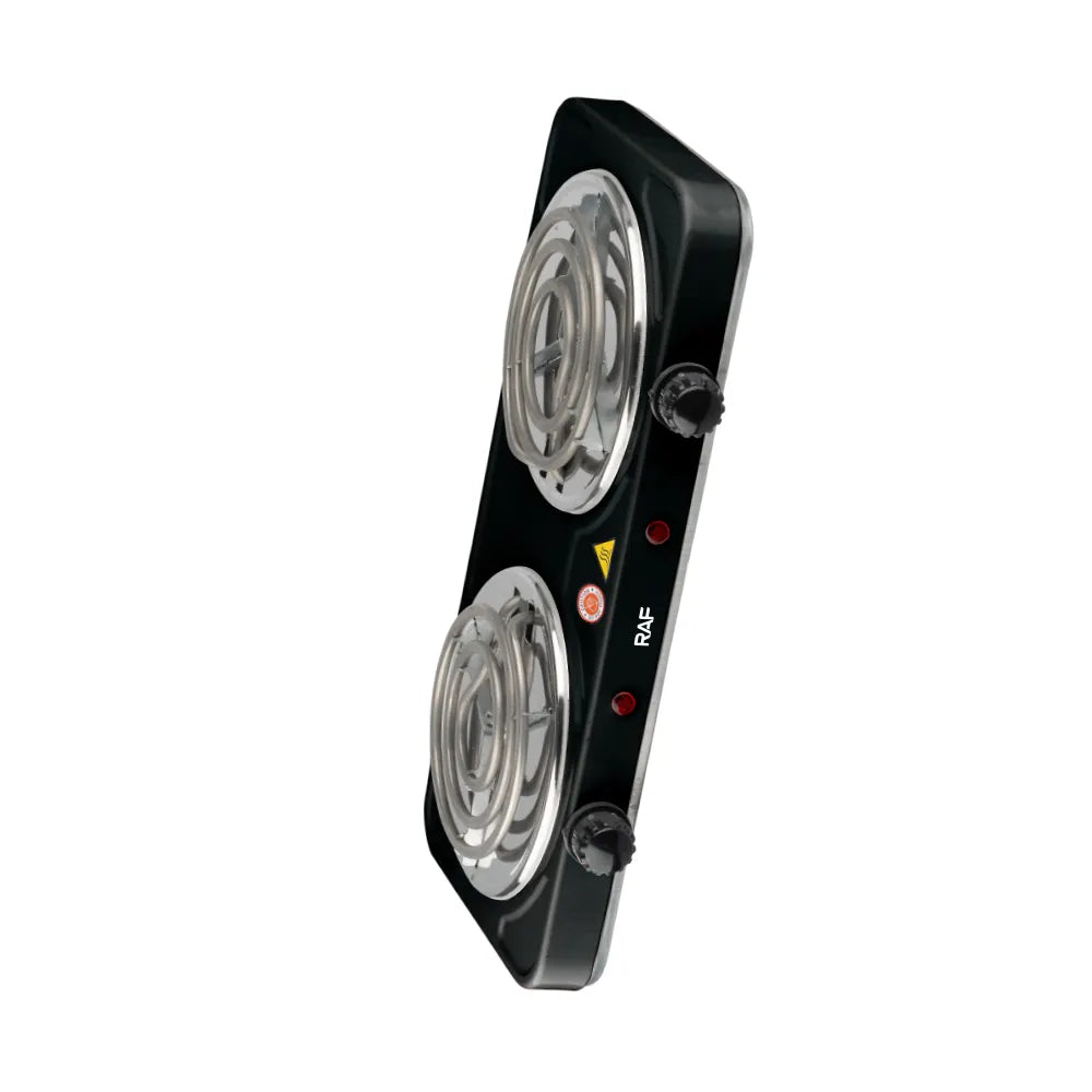 Aparate de bucătărie, AT PERFORMANCE®, Plită electrică, 1000W, dublă, inveliș antiaderent cu protecție la supraîncălzire, negru.