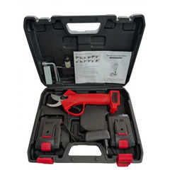 Foarfecă Electrică AT Performance cu 2 Acumulatori, Fără Fir, Lama Oțel Carbon, 5000 mAh, Rosu